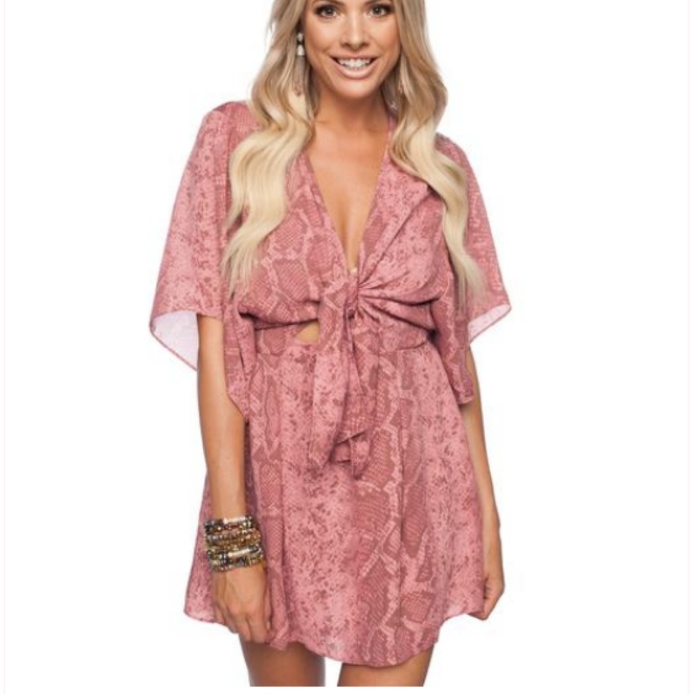 Buddy Love- NEVER WORN Pink Python Snake Tie Dress
